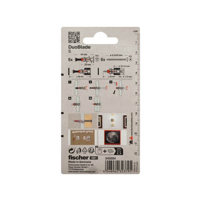 Chevilles Pour Plâtre Fischer DuoBlade 4-5 Mm - Lot De 40 Pièces, Pour Plaques De Plâtre, Neuves Sous Emballage