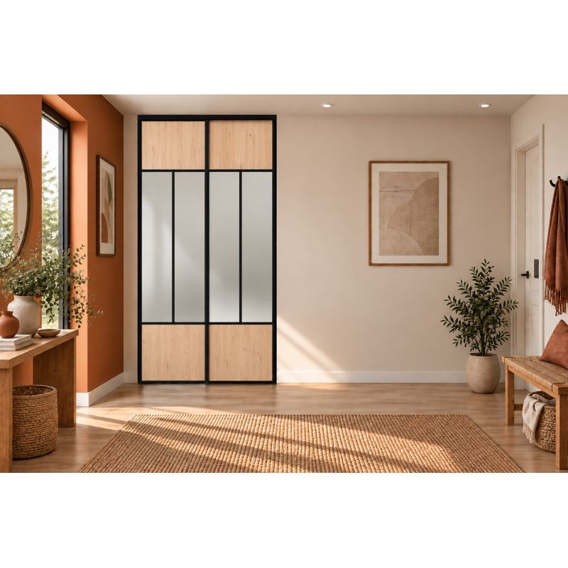 Kit portes de placard coulissantes 2 vantaux, SHERBROOK, 120 x 200 cm