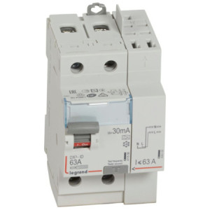 Interrupteur différentiel DX³-ID arrivée haut à vis et départ haut automatique - 2P 230V~ 63A typeA 30mA - 3 modules