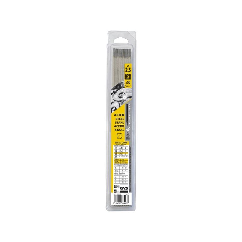 50 ELECTRODES RUTILES ACIER Ø2,5 - BLISTER
