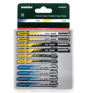 Assortiment de lames de scie sauteuse bois, métal et plastique 10 pièces