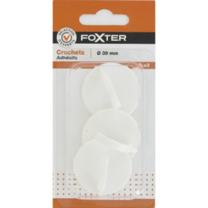 Lot de 3 crochets adhésifs ronds diamètre 39mm