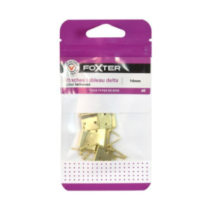 8 Attaches tableau delta acier laitonné pour tous types de bois 14mm
