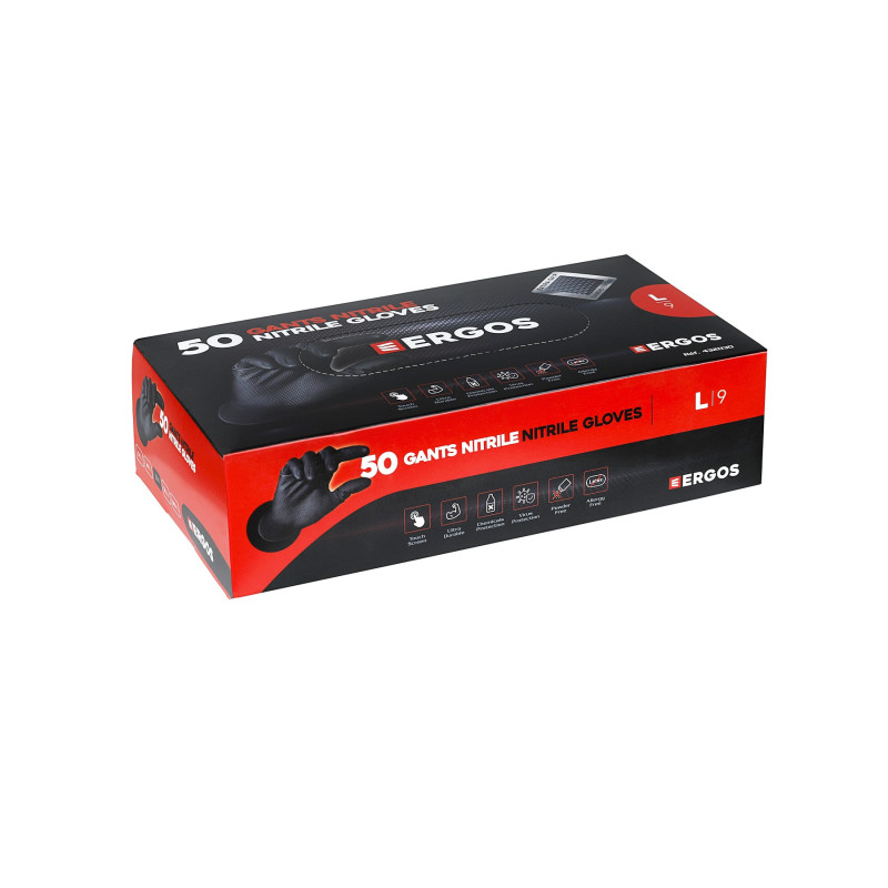 BOITE DE 50 GANTS NITRILE NOIR T8/M