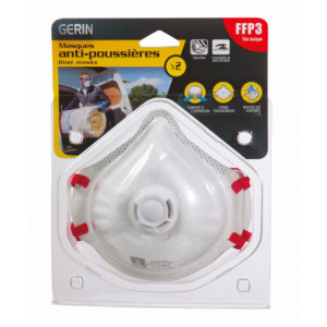 BLISTER 2 MASQUES ANTI-POUSSIERE SOUPAPE FFP3