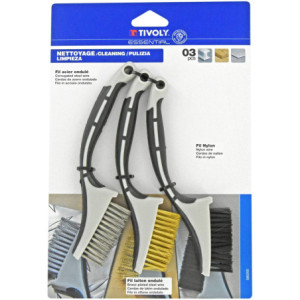 3 mini-brosses à main manche plastique
