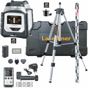 360°-Laser hybride 360° avec récepteur de laser, trépied et jalon d’arpenteur