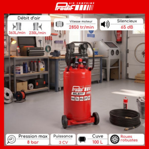 COMPRESSEUR COAXIAL 100L 3CV 65DB