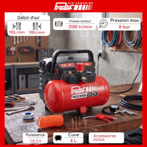 COMPRESSEUR OILLESS 6L - 1,5CV -8 bar