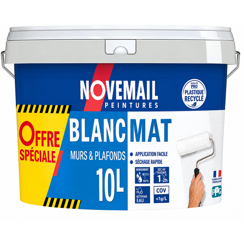 NOVEMAIL PEINTURE BI-COUCHE BLANC MAT 10L