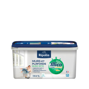 Peinture mur et plafond blanc satin Illico 3L