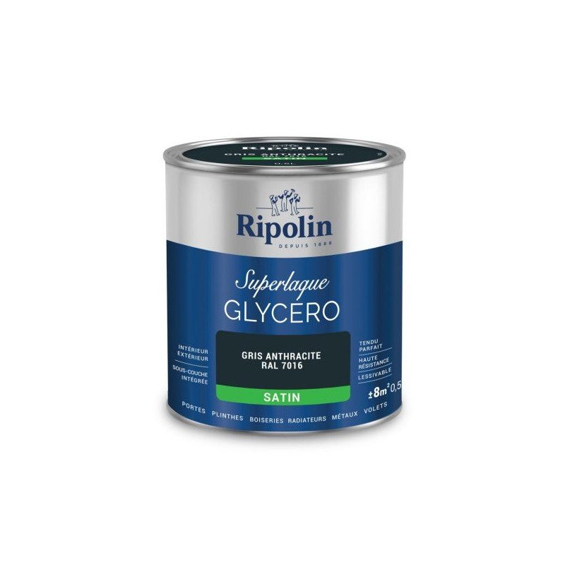 LAQUE GLYCERO GRIS ANTHRACITE RAL 7016 SATIN 0,5L