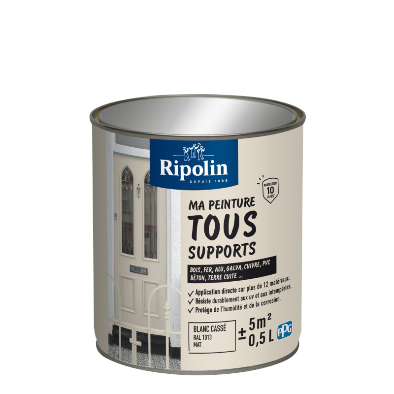 MA PEINTURE TOUS SUPPORTS BLANC CASSE RAL 1013 MAT 0,5L