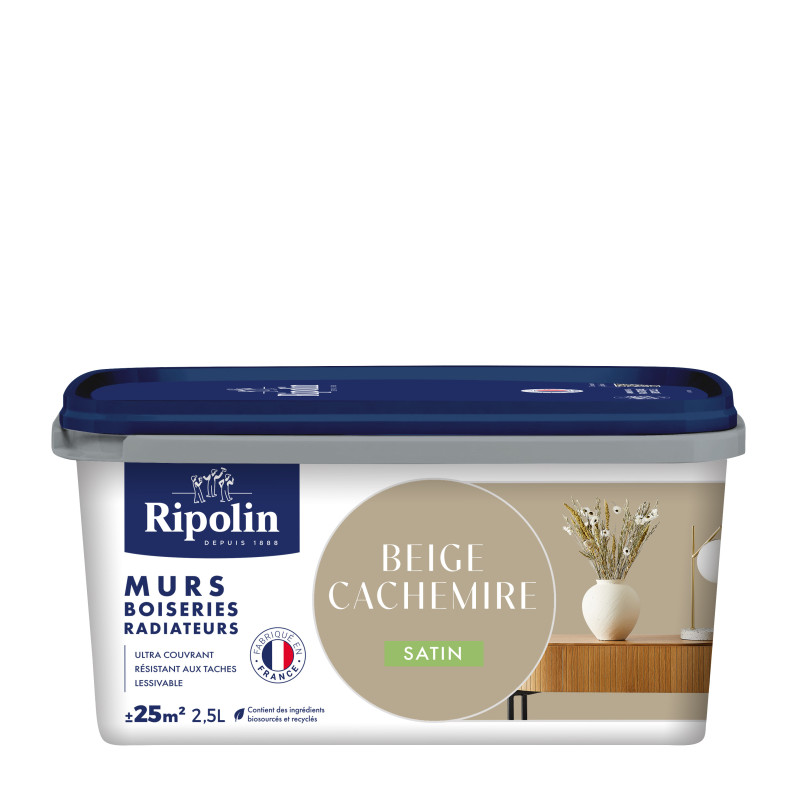 PEINTURE MURS BOISERIES RADIATEURS BEIGE CACHEMIRE SATIN 2,5L