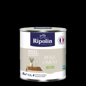 PEINTURE MURS BOISERIES RADIATEURS BEIGE CIMENT SATIN 0,5L