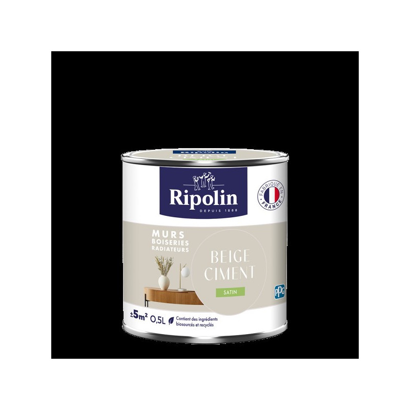 PEINTURE MURS BOISERIES RADIATEURS BEIGE CIMENT SATIN 0,5L