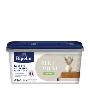 PEINTURE MURS BOISERIES RADIATEURS BEIGE CIMENT SATIN 2,5L