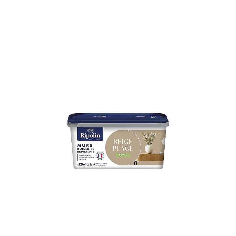 PEINTURE MURS BOISERIES RADIATEURS BEIGE PLAGE SATIN 2,5L
