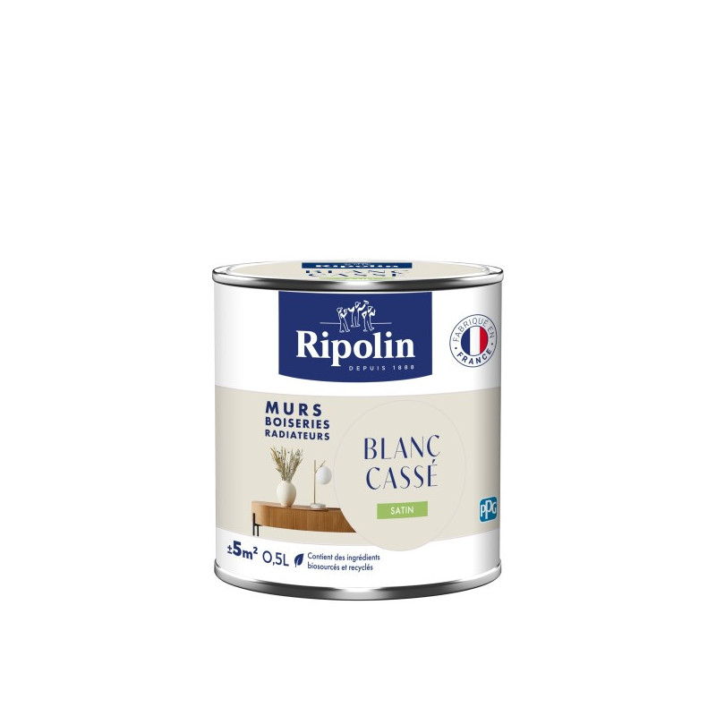 PEINTURE MURS BOISERIES RADIATEURS BLANC CASSE SATIN 0,5L