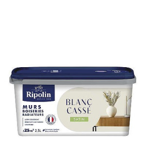 PEINTURE MURS BOISERIES RADIATEURS BLANC CASSE SATIN 2,5L