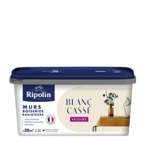 PEINTURE MURS BOISERIES RADIATEURS BLANC CASSE VELOURS 2,5L
