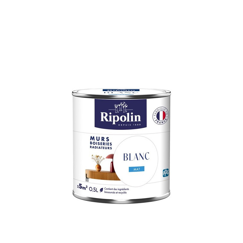 PEINTURE MURS BOISERIES RADIATEURS BLANC MAT 0,5L