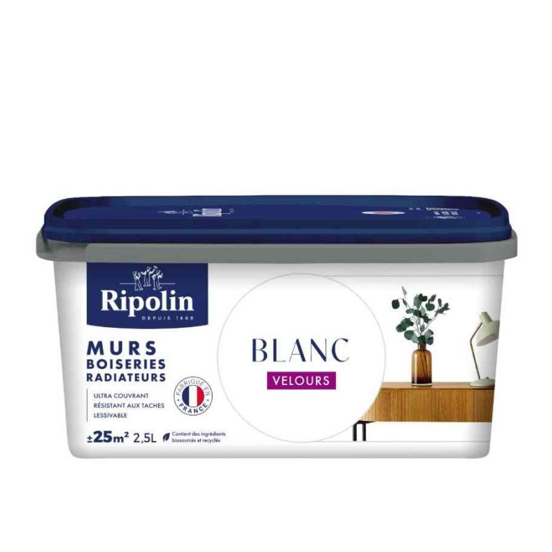 PEINTURE MURS BOISERIES RADIATEURS BLANC VELOURS 2,5L