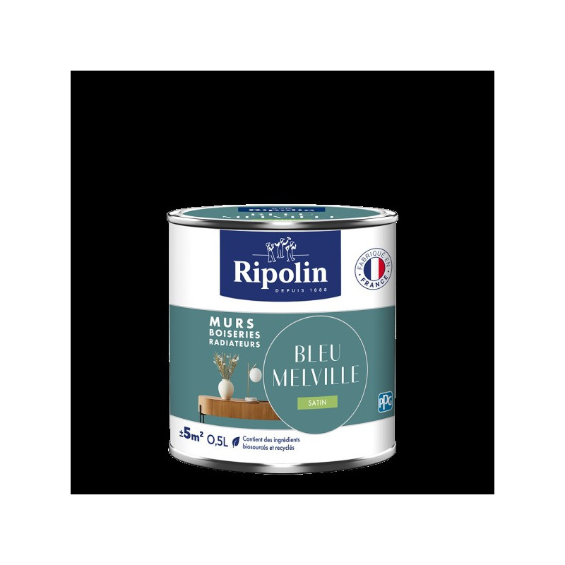 PEINTURE MURS BOISERIES RADIATEURS BLEU MELVILLE SATIN 0,5L