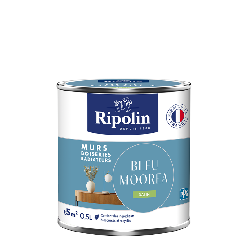 PEINTURE MURS BOISERIES RADIATEURS BLEU MOOREA SATIN 0,5L