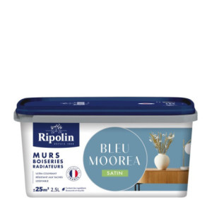 PEINTURE MURS BOISERIES RADIATEURS BLEU MOOREA SATIN 2,5L