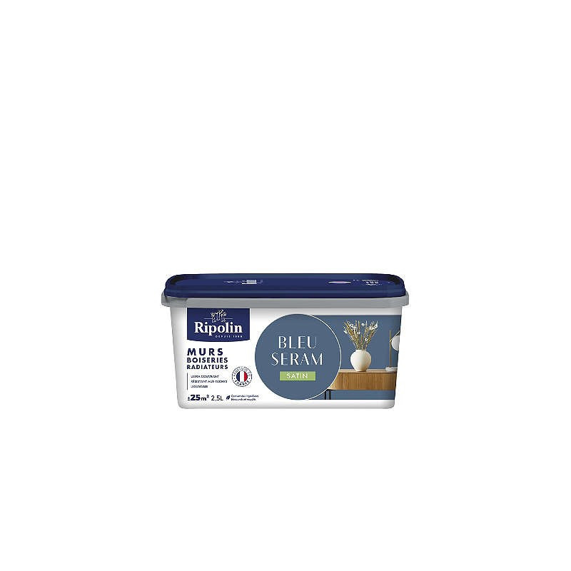 PEINTURE MURS BOISERIES RADIATEURS BLEU SERAM SATIN 2,5L