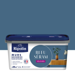 PEINTURE MURS BOISERIES RADIATEURS BLEU SERAM VELOURS 2,5L