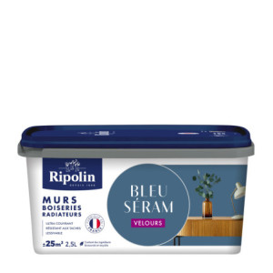 PEINTURE MURS BOISERIES RADIATEURS BLEU SERAM VELOURS 2,5L