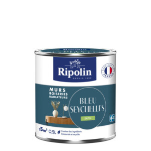PEINTURE MURS BOISERIES RADIATEURS BLEU SEYCHELLES SATIN 0,5L