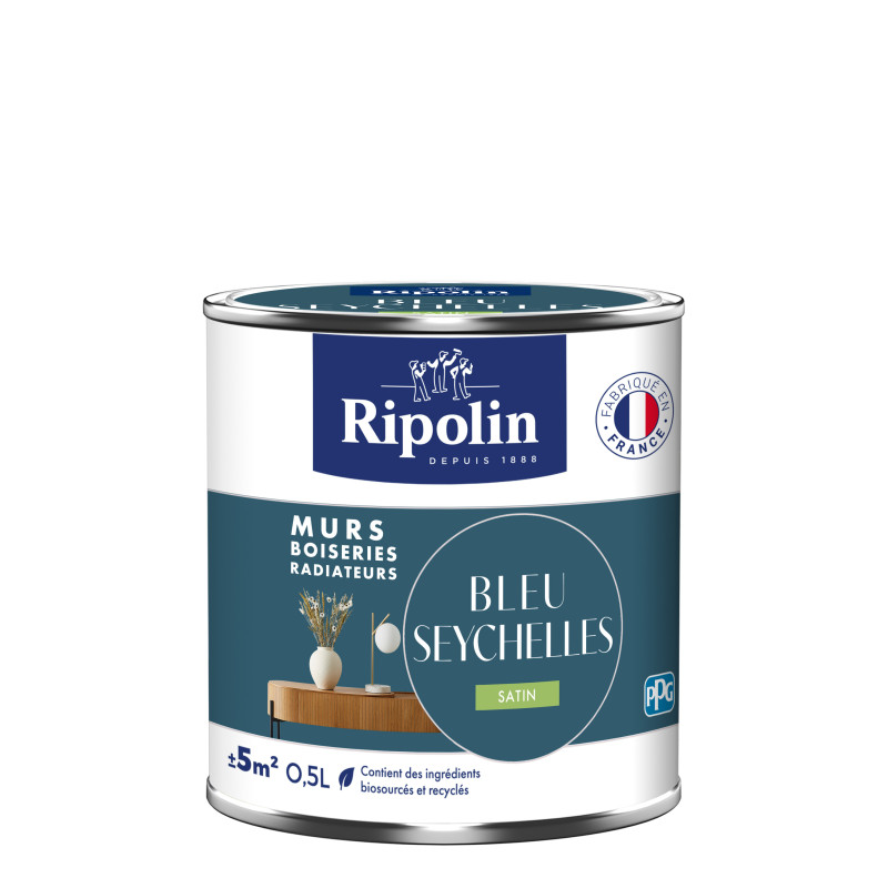 PEINTURE MURS BOISERIES RADIATEURS BLEU SEYCHELLES SATIN 0,5L