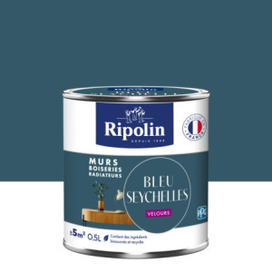 PEINTURE MURS BOISERIES RADIATEURS BLEU SEYCHELLES VELOURS 0,5L
