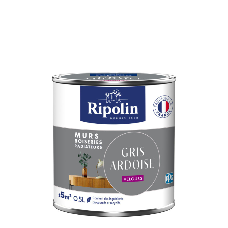 PEINTURE MURS BOISERIES RADIATEURS GRIS ARDOISE VELOURS 0,5L