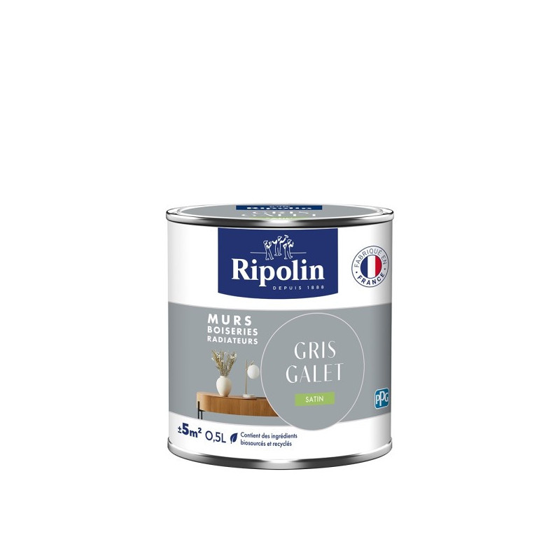 PEINTURE MURS BOISERIES RADIATEURS GRIS GALET SATIN 0,5L