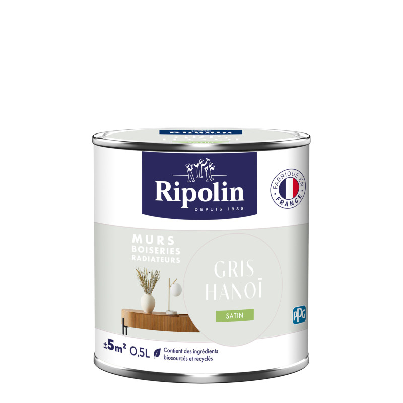PEINTURE MURS BOISERIES RADIATEURS GRIS HANOI SATIN 0,5L