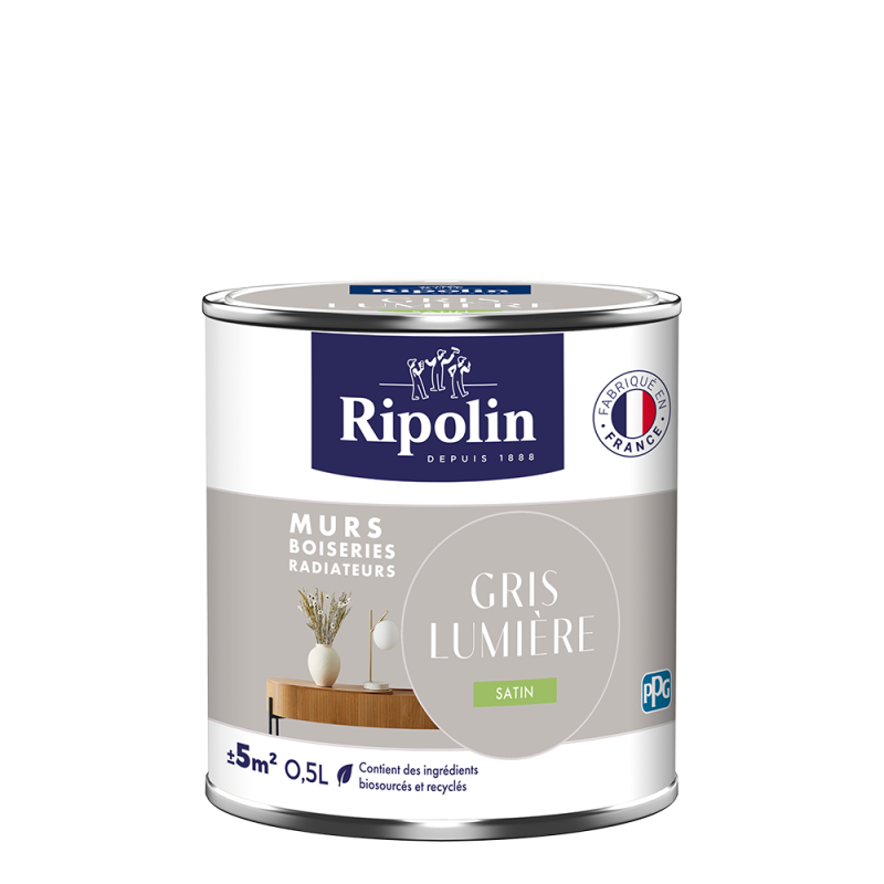 PEINTURE MURS BOISERIES RADIATEURS GRIS LUMIERE SATIN 0,5L