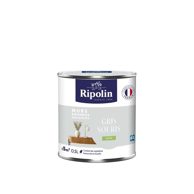 PEINTURE MURS BOISERIES RADIATEURS GRIS SOURIS SATIN 0,5L