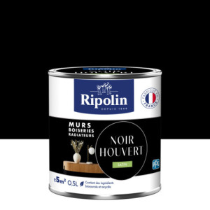 PEINTURE MURS BOISERIES RADIATEURS NOIR HOUVERT SATIN 0,5L