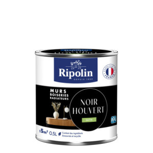 PEINTURE MURS BOISERIES RADIATEURS NOIR HOUVERT SATIN 0,5L