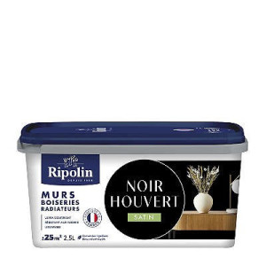 PEINTURE MURS BOISERIES RADIATEURS NOIR HOUVERT SATIN 2,5L