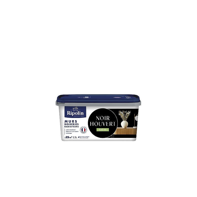 PEINTURE MURS BOISERIES RADIATEURS NOIR HOUVERT SATIN 2,5L