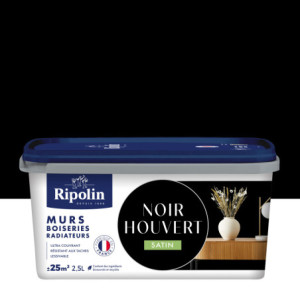 PEINTURE MURS BOISERIES RADIATEURS NOIR HOUVERT SATIN 2,5L