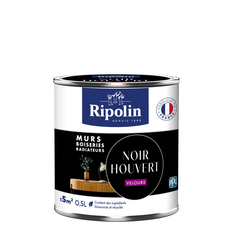 PEINTURE MURS BOISERIES RADIATEURS NOIR HOUVERT VELOURS 0,5L