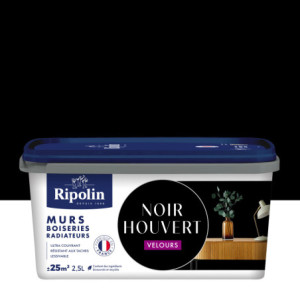 PEINTURE MURS BOISERIES RADIATEURS NOIR HOUVERT VELOURS 2,5L