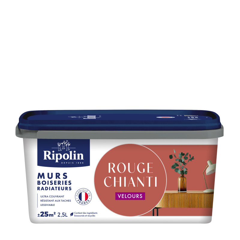 PEINTURE MURS BOISERIES RADIATEURS ROUGE CHIANTI VELOURS 2,5L