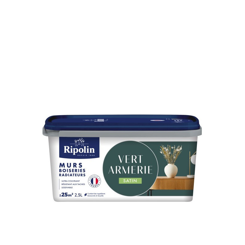 PEINTURE MURS BOISERIES RADIATEURS VERT ARMERIE SATIN 2,5L